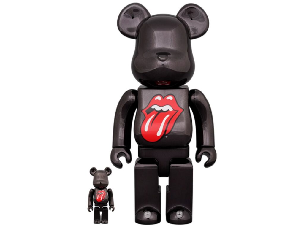BE@RBRICK The Rolling Stones Lips & Tongue BLACK CHROME Ver. 100％ & 400％ -4530956605609